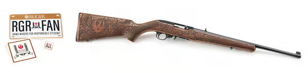 RUGER 10/22 22 LR 18.5" 10rd - Wood w/ Oak Leaf & Basket Weave Engraving
