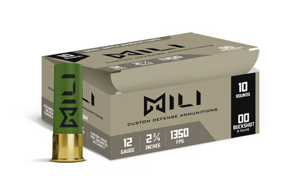 MILI CUSTOM DEFENSE AMMUNITION 12 Gauge 2-3/4" 00 Buck Shot, 9 Pellets | 10 Round