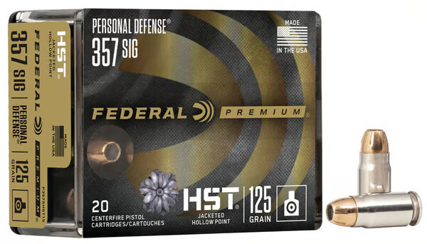 FEDERAL AMMO Personal Defense 357 SIG 125gr Jacketed Hollow Point Ammunition | 20 Rounds