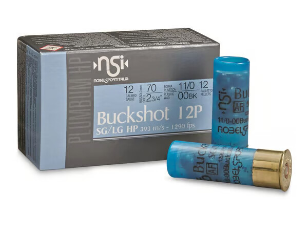 NOBEL AMMO 12Ga 2 3/4" 00 Buckshot 12 Pellets 10rd
