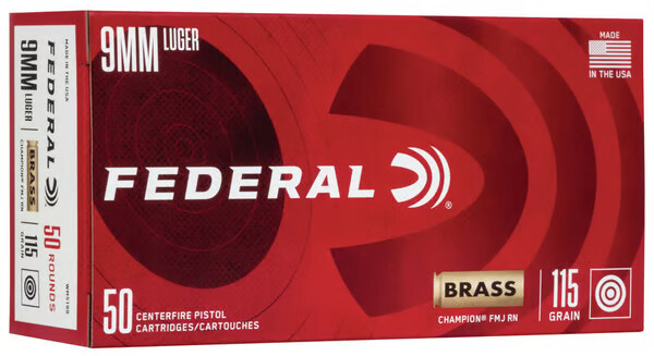 FEDERAL AMMO Champion Training 9mm 115gr FMJ 50rd