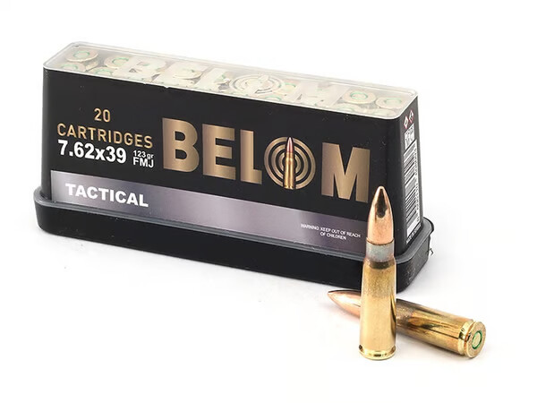 BELOM 7.62x39 123gr Full Metal Jacket Brass Ammunition | 20 Rounds