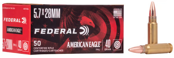 FEDERAL AMMO American Eagle 5.7x28 40gr FMJ Brass Ammunition | 50 Round